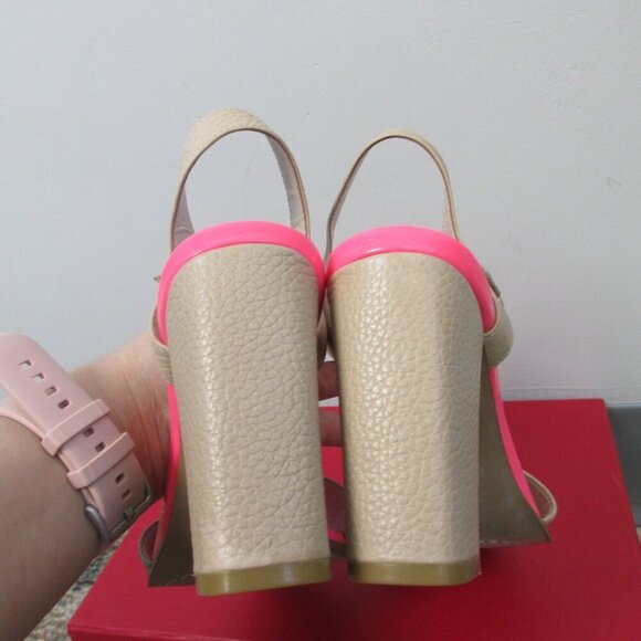 Vince Camuto Novasi Women Sandals 7 Beige Pink Pebble Leather High Heels y2k 538 - Picture 6 of 10